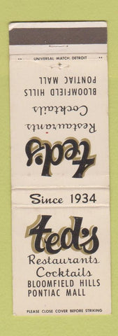 Matchbook Cover - Ted's Restaurant Bloomfield Hills MI Pontiac