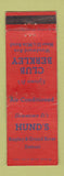 Matchbook Cover - Hund's Restaurant Detroit MI Club Berkley WORN