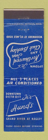 Matchbook Cover - Hund's Restaurant Detroit MI Club Berkley