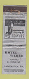 Matchbook Cover - Hotel Weber Lancaster PA bellhop WORN