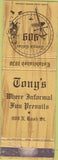 Matchbook Cover - Tony's Restaurant Chicago IL?