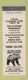 Matchbook Cover - Black Bear Restaurant Gatlinburg TN