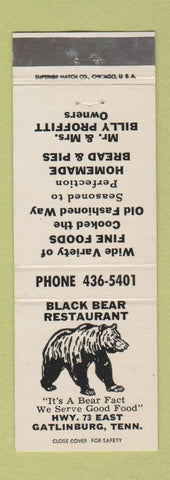 Matchbook Cover - Black Bear Restaurant Gatlinburg TN