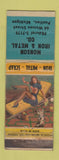 Matchbook Cover - Monson Iron Metal Pontiac MI pinup WORN