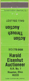 Matchbook Cover - Harold Eisenhut Auctioneer Houston OH