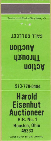 Matchbook Cover - Harold Eisenhut Auctioneer Houston OH