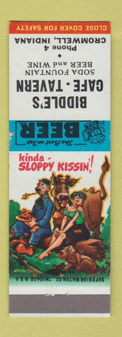 Matchbook Cover - Biddle's Cafe Tavern Cromwell IN hillbilly