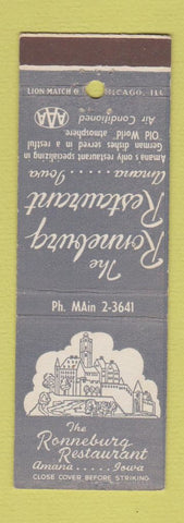 Matchbook Cover - Ronneburg Restaurant Amana IA
