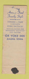 Matchbook Cover - Ox Yoke Inn Amana IA
