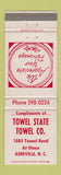 Matchbook Cover - Towel State Towel Asheville NC WEAR