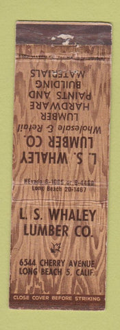 Matchbook Cover - LS Whaley Lumber Long Beach CA WORN