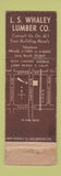 Matchbook Cover - LS Whaley Lumber Long Beach CA WORN