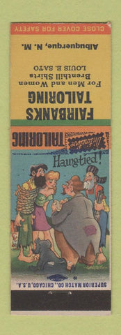 Matchbook Cover - Fairbanks Tailoring Albuquerque NM hillbilly