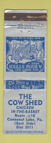 Matchbook Cover - The Cow Shed Conneaut Lake PA WORN