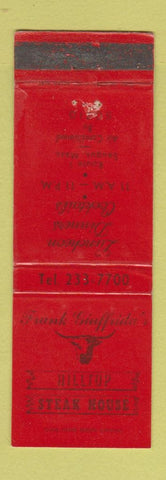 Matchbook Cover - Frank Giuffrida's Steak House Saugus MA WEAR