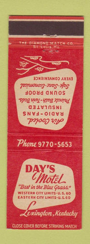 Matchbook Cover - Day's Motel Lexington KY