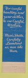 Matchbook Cover - Pontiac Laundry Dry Cleaning MI