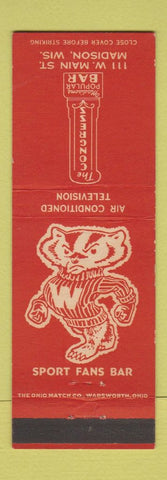 Matchbook Cover - Congress Bar Madison WI Badgers