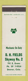 Matchbook Cover - DH Fields Shamrock oil gas Denver Colorado