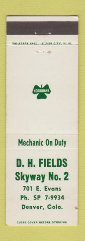 Matchbook Cover - DH Fields Shamrock oil gas Denver Colorado
