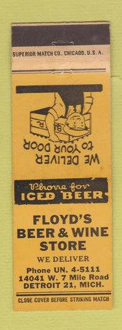 Matchbook Cover - Floyd's Liquor Detroit MI YELLOW WEAR
