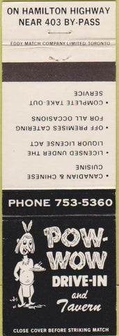 Matchbook Cover - Pow Wow Drive In Tavern Hamitlon Highway