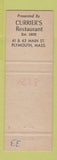 Matchbook Cover - Currier's Restaurant Plymouth MA
