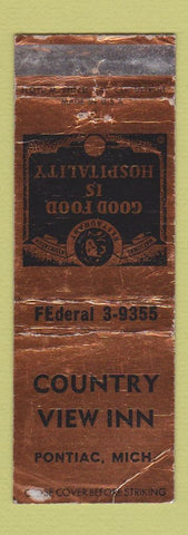 Matchbook Cover - Country View Inn Pontiac MI WORN