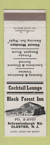 Matchbook Cover - Black Forest Inn Closter NJ German Restaurant