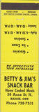 Matchbook Cover - Betty Jim's Snack Bar Barrie ON