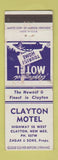 Matchbook Cover - Clayton Motel NM WORN