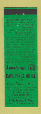 Matchbook Cover - Cape Pines Motel Cape Hatteras NC Perkins Americana