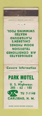 Matchbook Cover - Park Motel Carlsbad NM WORN