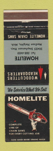 Matchbook Cover - Homelite Chainsaws Madison Heights MI