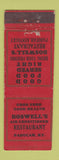 Matchbook Cover - Boswell's Restaurant Paducah KY Federal WORN
