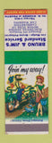 Matchbook Cover - Bruno & Jim's Standard oil gas hillbilly Pellegrini Mudge