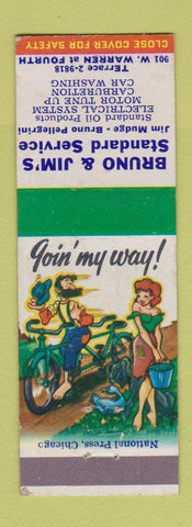 Matchbook Cover - Bruno & Jim's Standard oil gas hillbilly Pellegrini Mudge