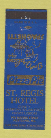 Matchbook Cover - St Regis Hotel Portland ME Italian Pizza BLUE