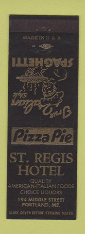 Matchbook Cover - St Regis Hotel Portland ME Italian Pizza BLACK