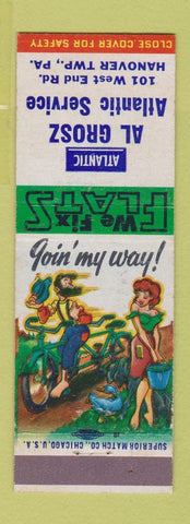 Matchbook Cover - Al Grosz Atlantic oil gas Hanover Township PA hillbilly