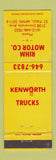 Matchbook Cover - Rihm Motor Company Kenworth Trucks Semis St Paul MN WORN