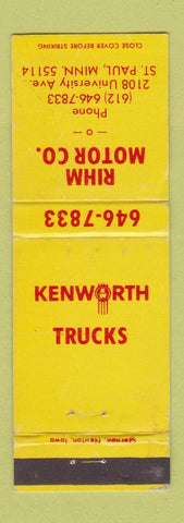 Matchbook Cover - Rihm Motor Company Kenworth Trucks Semis St Paul MN WORN