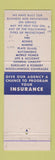 Matchbook Cover - Wolverine Insurance Van Wagoner Pontiac MI