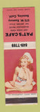 Matchbook Cover - Pat's Cafe Banning CA pinup Pat Snyder