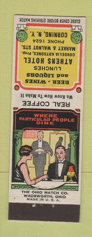 Matchbook Cover - Athens Hotel Corning NY