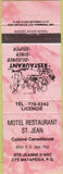Matchbook Cover - Motel Restaurant Cte Matapedia PQ