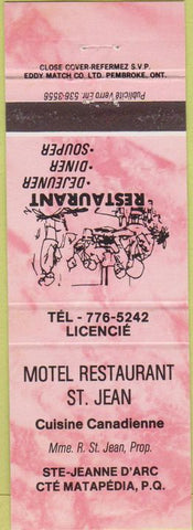 Matchbook Cover - Motel Restaurant Cte Matapedia PQ