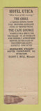 Matchbook Cover - Hotel Utica NY Federal