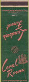 Matchbook Cover - Coral Room London ON