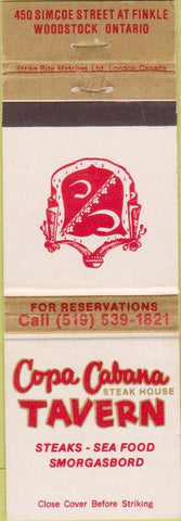 Matchbook Cover - Copa Cabana Steak House Woodstock ON